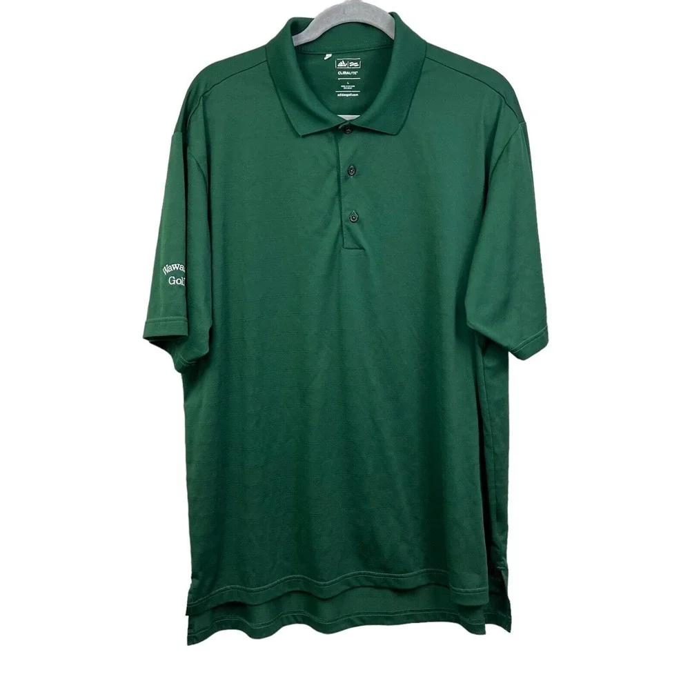 Adidas Mens Golf Climalite Polo Shirt Short Sleeves Wawasee Logo Green Sz L*